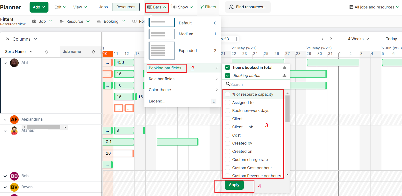 Manage booking bars Retain Cloud Help