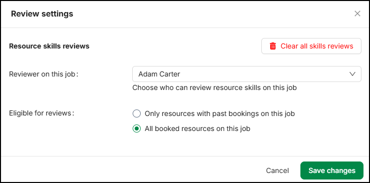 Enable Skill reviews on a Job