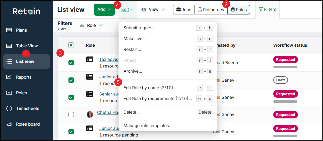 Bulk edit Roles