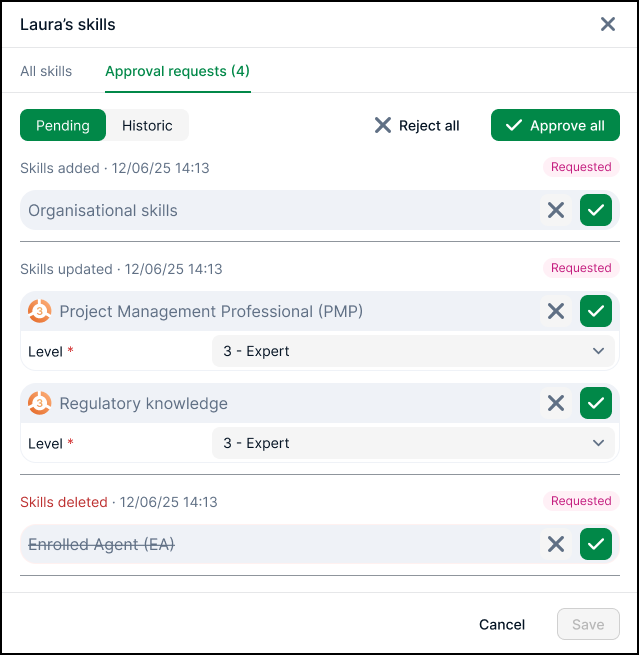 Skills that require approval
