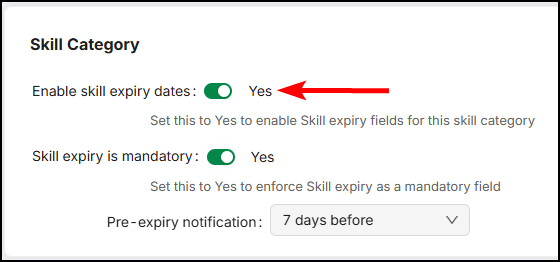 Enable Skill expiry