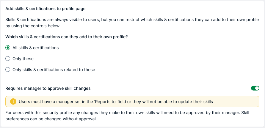 Skills security options